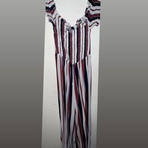 J for Jusitfy long off-shoulder romper. Never worn. Medium.